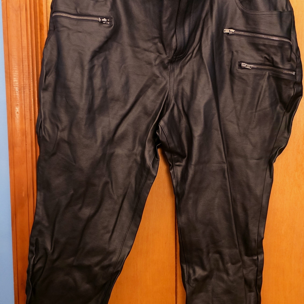 Torrid Sexy Woman Sleek Black Faux Leather Pants